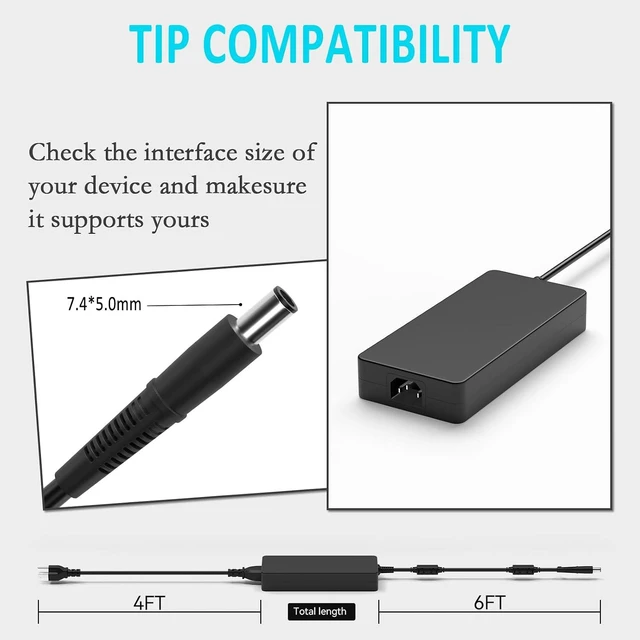 Alt view image 9 of 14 - 330W/360W Laptop Charger Compatible with DELL Alienware M18 R2 Alienware X16 R2 X17 R1 18 area-51 G16 7630 G15 5530 Precision Workstation 3280 Compact Gaming Power Supply Adapter