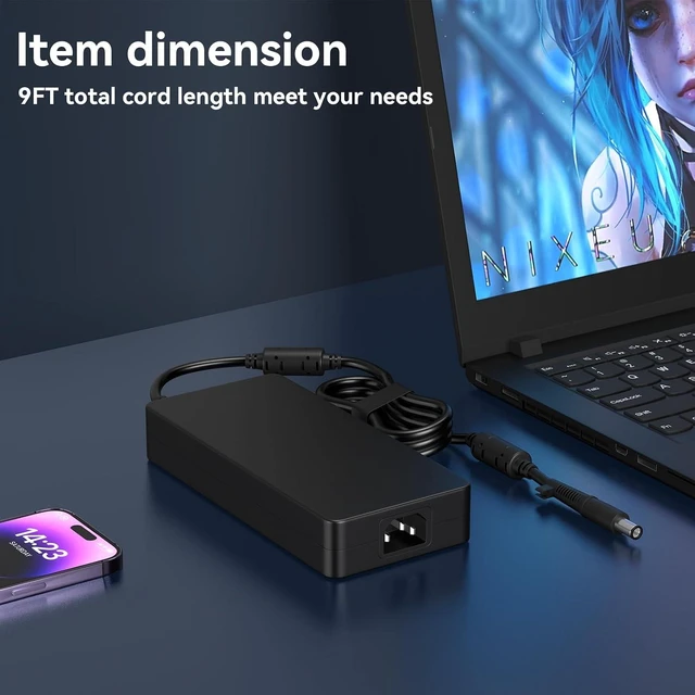 Alt view image 11 of 14 - 330W/360W Laptop Charger Compatible with DELL Alienware M18 R2 Alienware X16 R2 X17 R1 18 area-51 G16 7630 G15 5530 Precision Workstation 3280 Compact Gaming Power Supply Adapter