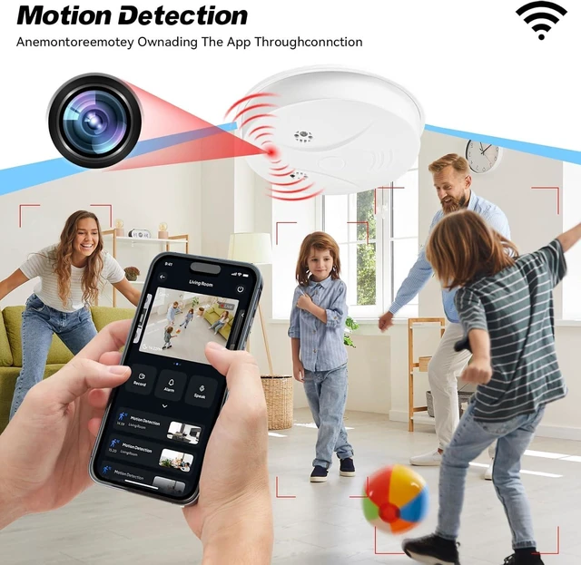 Alt view image 11 of 14 - Conceal Camera (Smoke Detector Design) WiFi HD 1080P Camera Wireless Small Nanny Cam for Home Surveillance Security Cameras Indoor Wireless(Support 2.4G)