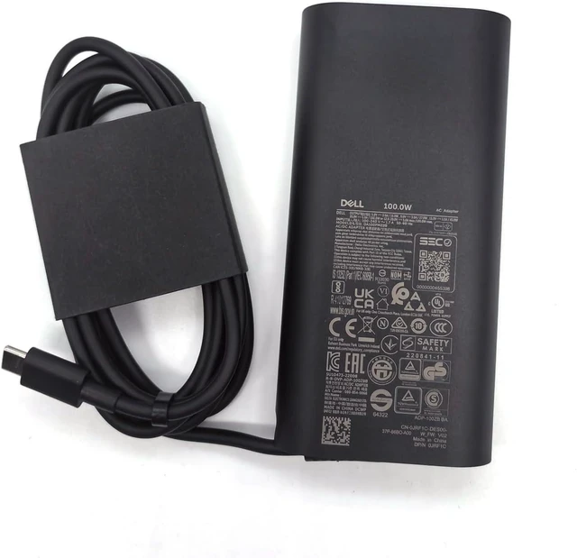Alt view image 11 of 14 - Dell 100W Laptop Charger USB C Type C GAN AC Adapter, XPS 14 9440 AC Charger, Latitude 9440 AC Adapter, Black, DA100PM220