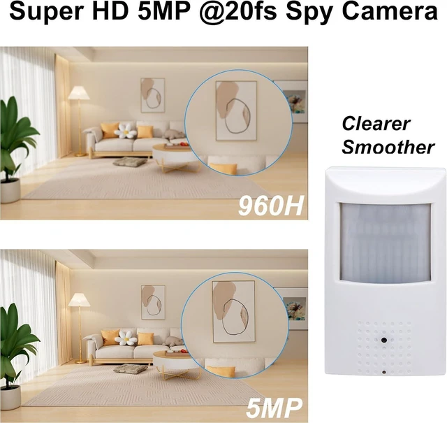 Alt view image 10 of 12 - 5MP POE IP Hidden Spy Security Camera, Indoor PIR Housing Spy Cameras, 3.7mm Wide Angle Pinhole Lens, 940nm Invisible IR LEDs, 10m Night Vision, Plug&Play with Multiple Third-Party PoE NVRs