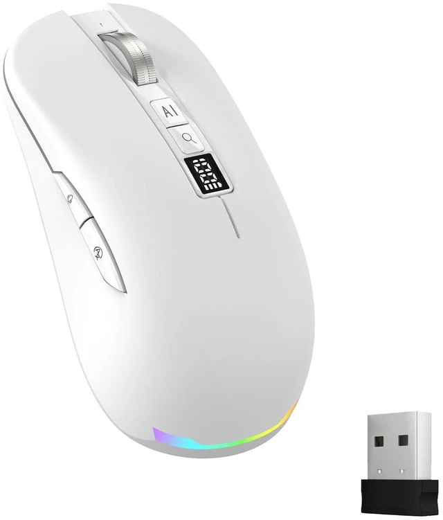 Main image of GAMINJA Ai Mouse with Voice Typing,Smart Voice Typing Mouse Multi Language Ai Voice Mouse Ergonomic Wireless BT Mouse 600mAH for Computer,PC,Laptop,2026 Upgraded (White)