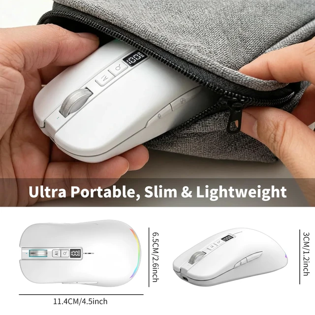 Alt view image 4 of 7 - GAMINJA Ai Mouse with Voice Typing,Smart Voice Typing Mouse Multi Language Ai Voice Mouse Ergonomic Wireless BT Mouse 600mAH for Computer,PC,Laptop,2026 Upgraded (White)