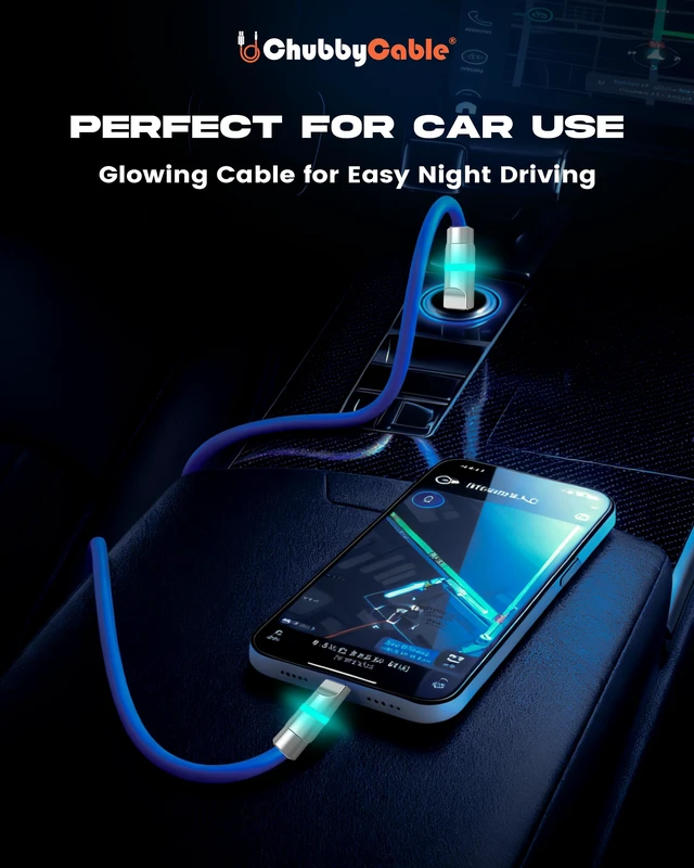 Alt view image 4 of 7 - chubbycable 100W USB A to C Charge Cable with LED Light, Green, 6.6 FT | For iPhone 18/17/16/15 Series, MacBook Pro/Air, iPad Pro/Air, Silicone Fast Charging Cable, 6mm Thick Type C Charger Cord
