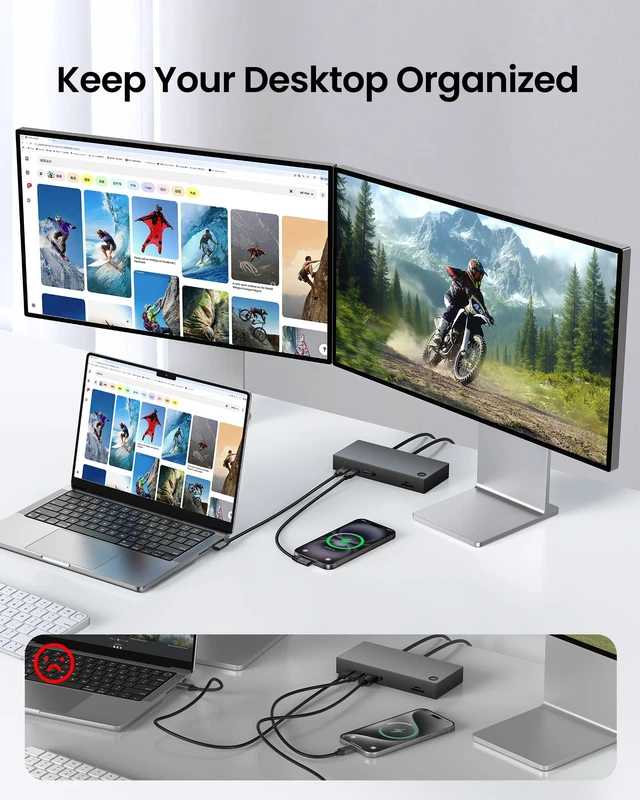 Alt view image 2 of 7 - Silkland Long USB C Monitor Cable 90 Degree 15FT, 8K@30Hz 5K/4K@60Hz Output | 20Gbps Data Transfer, Right Angle USB C 3.2 Gen 2x2 Cable, 240W PD Charging for iPhone 17,MacBook, Portable Monitor