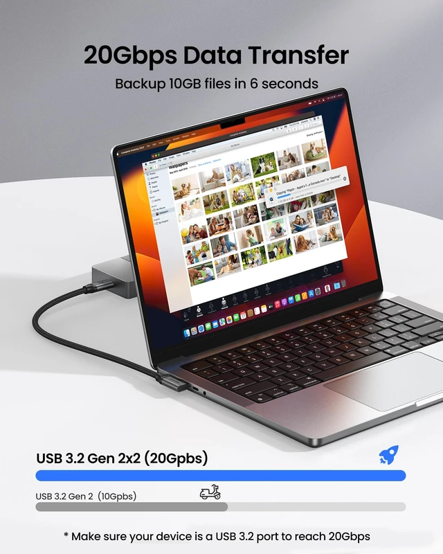 Alt view image 5 of 7 - Silkland Long USB C Monitor Cable 90 Degree 15FT, 8K@30Hz 5K/4K@60Hz Output | 20Gbps Data Transfer, Right Angle USB C 3.2 Gen 2x2 Cable, 240W PD Charging for iPhone 17,MacBook, Portable Monitor