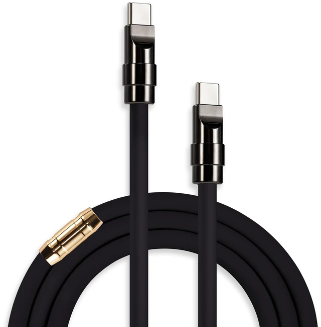 Main image of chubbycable 240W Silicone USB C to C Charging Cable, Gold Plus, 6.6FT | For iPhone 18/17/16/15 Series, MacBook Pro/Air, iPad, Galaxy S26/S25/S24, Pixel, All Black 6mm Thick Type C Charger Cord