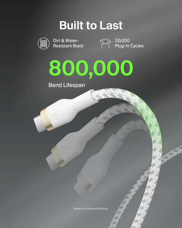 Alt view image 3 of 7 - Belkin USB C to USB C Braided Cable 2 Pack, 6.6ft Fast iPhone Charger Cord | tangle-free braided cord, iPhone 17/16, Samsung Galaxy S25, Pixel 9, MacBook, iPad Pro, Nintendo Switch 2, travel essential