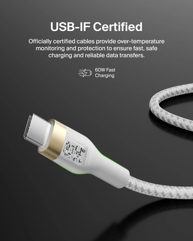 Alt view image 5 of 7 - Belkin USB C to USB C Braided Cable 2 Pack, 6.6ft Fast iPhone Charger Cord | tangle-free braided cord, iPhone 17/16, Samsung Galaxy S25, Pixel 9, MacBook, iPad Pro, Nintendo Switch 2, travel essential