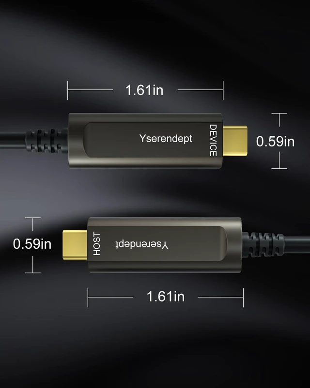 Alt view image 6 of 7 - YSerendept Fiber Optic USB C Cable 50ft,10Gbps High Speed Active Optical Data Transfer,Compatible with Logitech Cameras,Webcams,Hubs,HDDs,AR/VR,Projectors,Printer,Black
