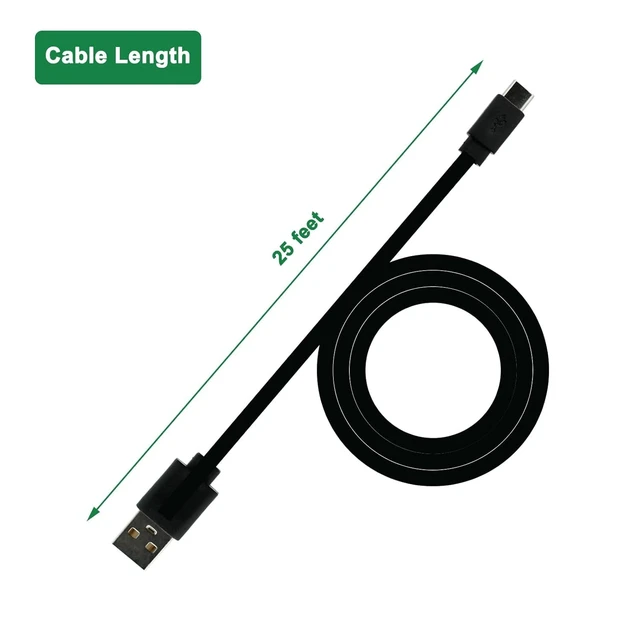 Alt view image 5 of 5 - PDEEY 4 Pack 25 ft USB C Cable for CCTV WiFi Security Camera, Type-C Extension Cord Flat Waterproof Wire Clips, Black
