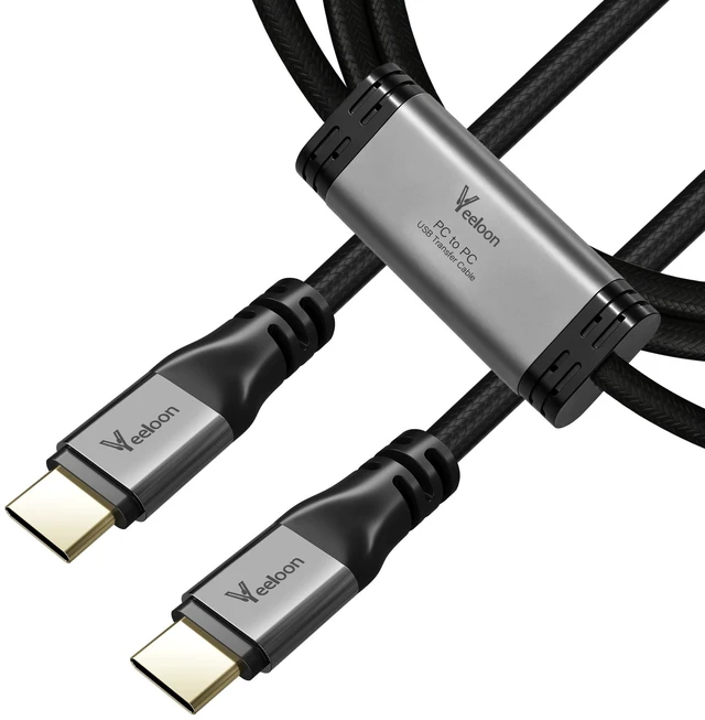 Main image of USB 3.0 PC to PC Transfer Cable for Windows & macOS 8 FT, High Speed USB C to USB C Direct Data Sync Link Bridge Cord with Built-in Software, File & Data Offline Transfer, KM Sharing Between Computers