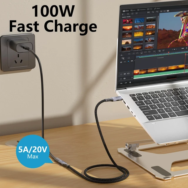 Alt view image 4 of 7 - 2-pack usb c extension cables 10ft,usb c female to usb c male cables,usb c to usb c extender cables usb 3.2 Extension 100W PD Fast Charging 20 Gbps Compatibility with Thunderbolt 4/3 Laptop Table,SSD