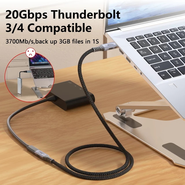 Alt view image 5 of 7 - 2-pack usb c extension cables 10ft,usb c female to usb c male cables,usb c to usb c extender cables usb 3.2 Extension 100W PD Fast Charging 20 Gbps Compatibility with Thunderbolt 4/3 Laptop Table,SSD
