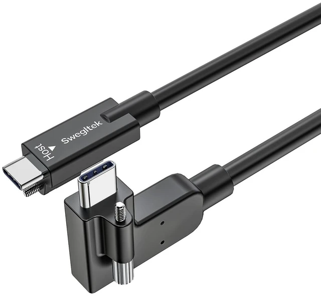 Main image of swegltek USB-IF Certified Angled USB4 Dual Screw Locking,80G 3.3ft 240W | Fast Charging usb c thunderbolt cable for Thunderbolt 3,4,Broadcast Cameras MacBook,iPhone17,16,iPad,SSD,Docking