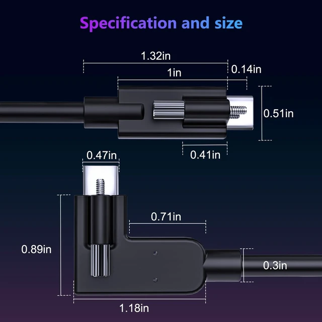 Alt view image 5 of 6 - swegltek USB-IF Certified Angled USB4 Dual Screw Locking,80G 3.3ft 240W | Fast Charging usb c thunderbolt cable for Thunderbolt 3,4,Broadcast Cameras MacBook,iPhone17,16,iPad,SSD,Docking