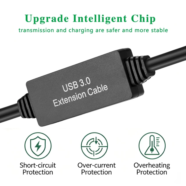 Alt view image 2 of 7 - XBOHJOE USB 3.0 Male to Male Cable 30ft Type A Male to A Male Cord 5 Gbps Double USB a to USB a Cable Compatible with Hard Drive Cooling Fan/pad DVD Player and More (Black, 30FT)