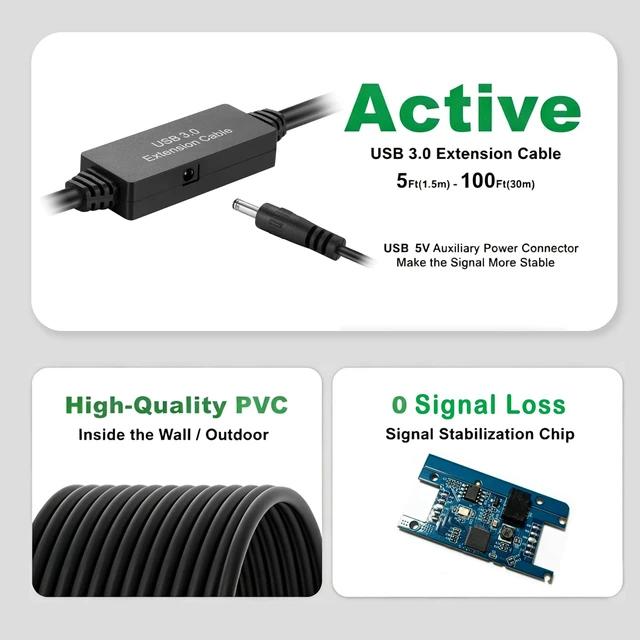 Alt view image 3 of 7 - XBOHJOE USB 3.0 Male to Male Cable 30ft Type A Male to A Male Cord 5 Gbps Double USB a to USB a Cable Compatible with Hard Drive Cooling Fan/pad DVD Player and More (Black, 30FT)