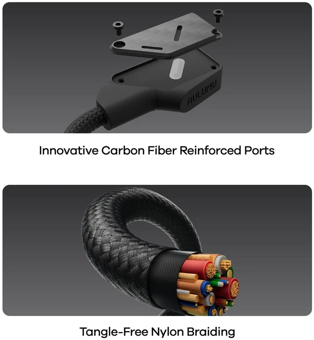 Alt view image 2 of 7 - Aulumu M07 240W USB-C to USB-C Carbon Fiber Cable | USB 3.1 Gen2 10Gbps | 4K@60Hz Video Output Fast Charging | for iPhone 18/17/16/15 Pro Max, NVMe SSD, S25/S24/S23 Ultra, MacBook Pro -Black 6.6FT