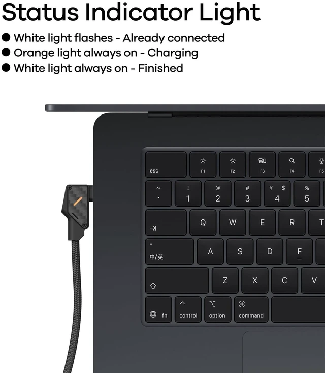 Alt view image 6 of 7 - Aulumu M07 240W USB-C to USB-C Carbon Fiber Cable | USB 3.1 Gen2 10Gbps | 4K@60Hz Video Output Fast Charging | for iPhone 18/17/16/15 Pro Max, NVMe SSD, S25/S24/S23 Ultra, MacBook Pro -Black 6.6FT
