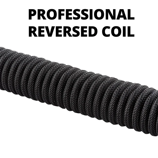 Alt view image 2 of 6 - GUNMJO Pro Custom Coiled USB C Cable for Gaming Keyboard, Metal Aviator Mechanical Keyboard Cable with Type C Angled, 1.5M USB-C to USB-A, Classic Black Color