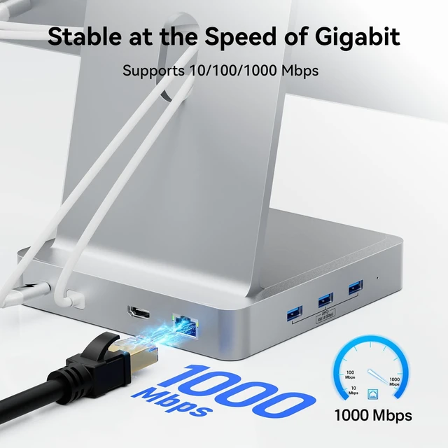 Alt view image 5 of 7 - AGEEN 14-Port 10Gbps USB-C Hub for iMac 24 inch 2021/2023/2024 M1/M3/M4 | 5 USB-A & 2 USB-C 3.2 Ports, 2 USB-A 2.0 Ports, 4K@60Hz HDMI, 1Gbps Ethernet, SD/TF, M.2 NVME 8TB SSD Enclosure, DC/5V Input