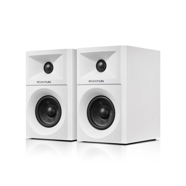 Main image of SW203 3" 60W Computer Speakers for Desktop Monitor PC, 24bit DAC | 2-Way Active Bookshelf Speaker, USB-C/Bluetooth 5.4/3.5mm AUX, Composite-Magnet Carbon Fiber Woofer, MDF Wooden (Pair, White)