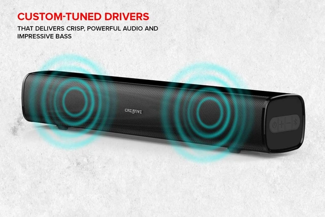 Alt view image 3 of 7 - Creative Stage Air Portable and Compact Under-Monitor USB-Powered Soundbar for Computer, with Dual-Driver and Passive Radiator for Big Bass, Bluetooth and AUX-in, USB MP3, 6 Hours of Battery Life