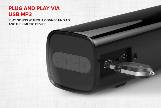 Alt view image 5 of 7 - Creative Stage Air Portable and Compact Under-Monitor USB-Powered Soundbar for Computer, with Dual-Driver and Passive Radiator for Big Bass, Bluetooth and AUX-in, USB MP3, 6 Hours of Battery Life