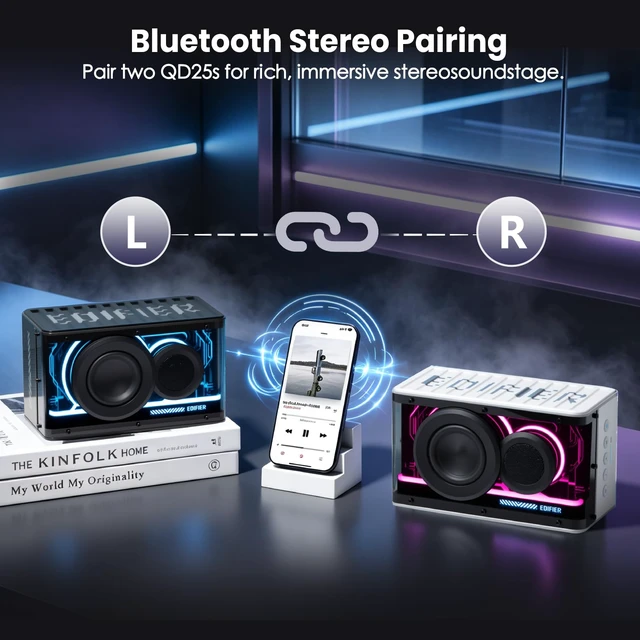 Alt view image 7 of 7 - Edifier Desktop Bluetooth Speaker, 25W RGB Wireless Gaming Speaker | Hi-Res Audio via USB-C; 15hr battery; RGB light sync to music; Bluetooth 6.0 multipoint; app EQ & stereo pairing