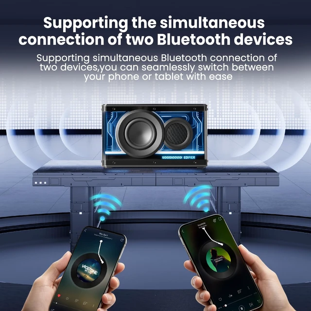 Alt view image 2 of 7 - Edifier Desktop Bluetooth Speaker, 25W RGB Wireless Gaming Speaker | Hi-Res Audio via USB-C; 15hr battery; RGB light sync to music; Bluetooth 6.0 multipoint; app EQ & stereo pairing