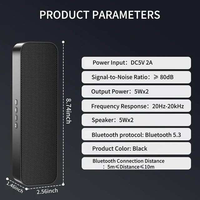 Alt view image 5 of 7 - KASOHQEE Computer Speakers for Desktop PC,USB Powered & Plug and Play,with Bluetooth 5.3/3.5mm AUX Input,Small Bluetooth Speakers with Stereo Sound Fit Under the Monitor for Office Work, Gaming, Music