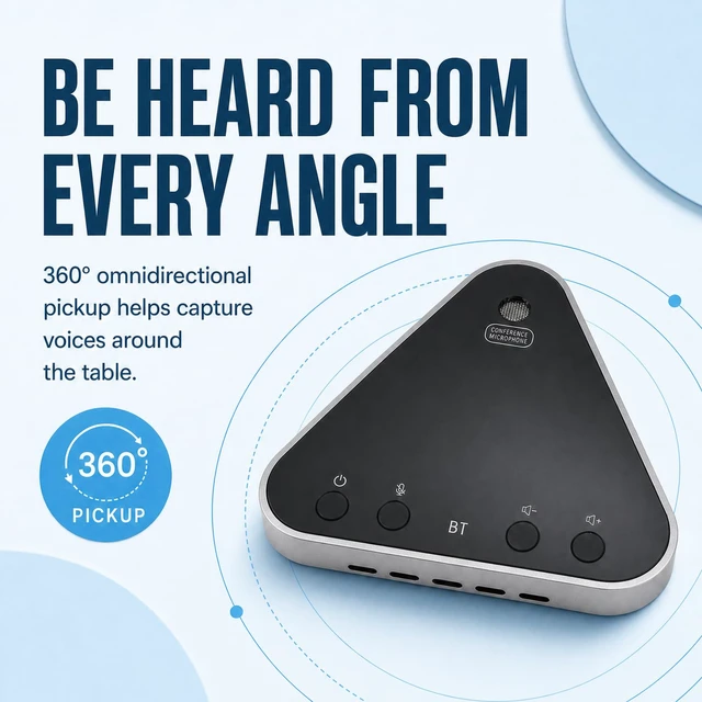 Alt view image 2 of 7 - lorvannis Bluetooth Conference Speaker and Microphone, Bluetooth Speakerphone for Small Meeting RoomWireless Conference Speaker 360°Voice Pick up with Noise Cancellation Mics for Computer/Laptop
