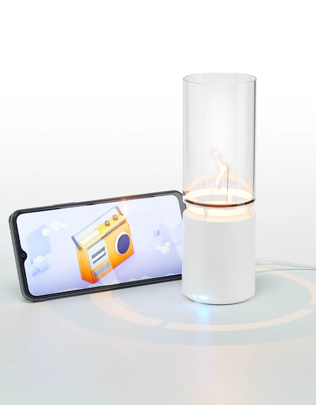 Alt view image 5 of 7 - WARDENCLYFFE® SingLine 60 Plasma Speaker - High-Fidelity Desktop Audio for PC Gaming - Visual Electric Flame & Personal Ambience Light - Unique Tech Gift (Model:SingLine 60 White)