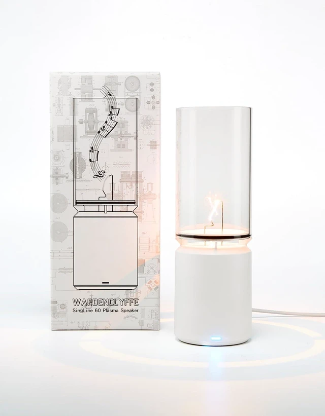 Main image of WARDENCLYFFE® SingLine 60 Plasma Speaker - High-Fidelity Desktop Audio for PC Gaming - Visual Electric Flame & Personal Ambience Light - Unique Tech Gift (Model:SingLine 60 White)