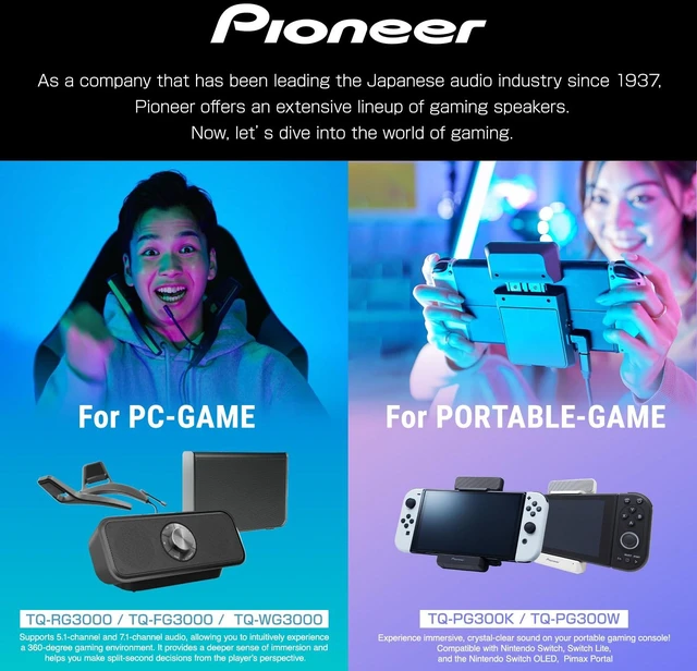 Alt view image 5 of 7 - Pioneer Gaming Speaker for Switch / PIMAX -Black, Speaker Sound TECTOR USB Type-C Portable Lightweight Surround Stand for Switch / PIMAX. Charging Port for Switch / PIMAX TQ-PG300K