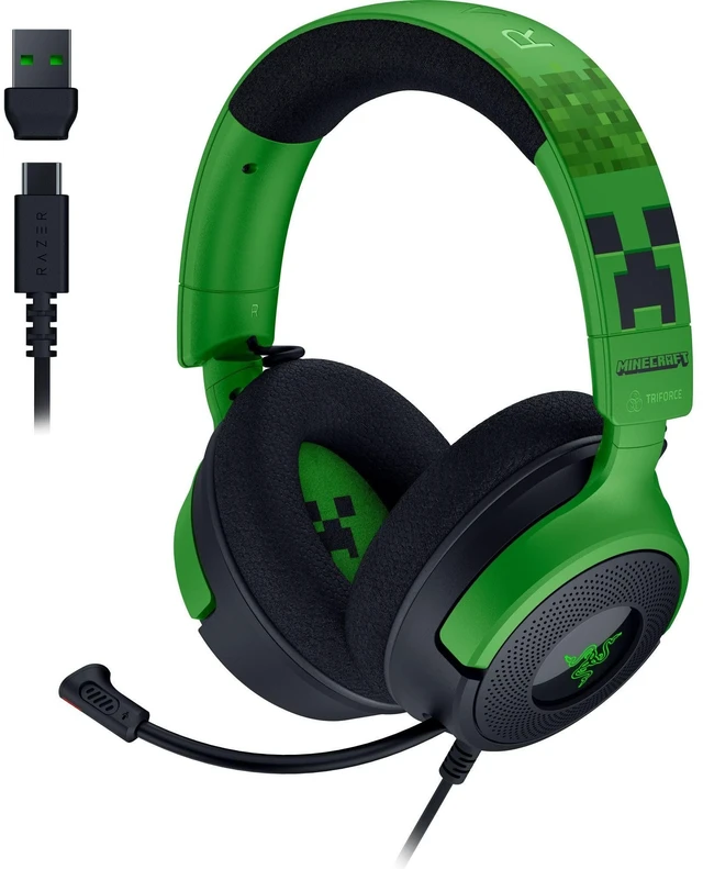Main image of Razer Kraken V4 X Wired USB-C & Type A Gaming Headset, Minecraft Edition | Cardioid Mic, Memory Foam Cushions, Chroma RGB Lighting, For PC, Mac, PS5, Nintendo Switch 2