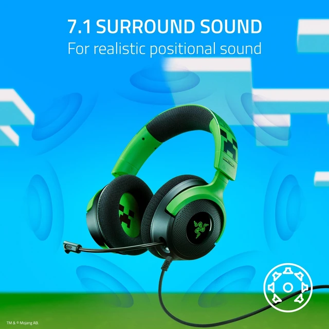 Alt view image 5 of 7 - Razer Kraken V4 X Wired USB-C & Type A Gaming Headset, Minecraft Edition | Cardioid Mic, Memory Foam Cushions, Chroma RGB Lighting, For PC, Mac, PS5, Nintendo Switch 2