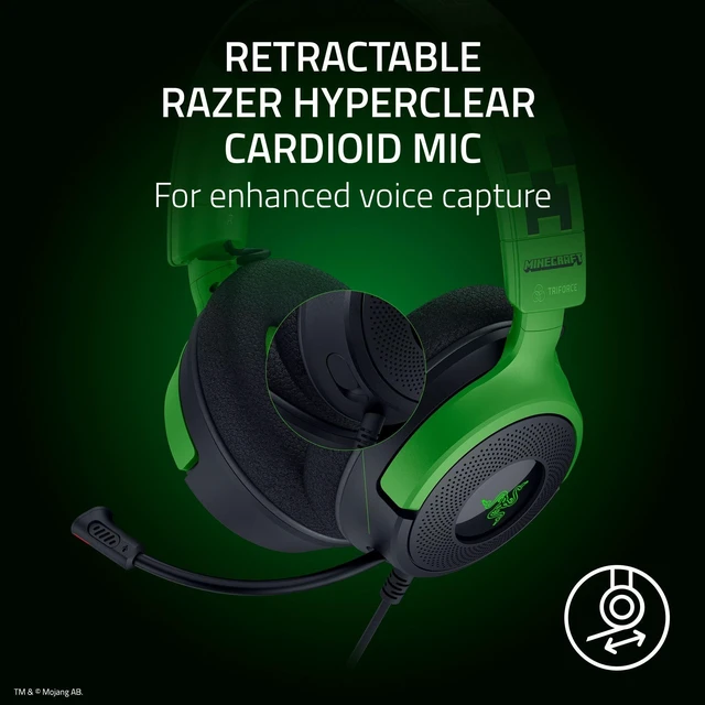 Alt view image 4 of 7 - Razer Kraken V4 X Wired USB-C & Type A Gaming Headset, Minecraft Edition | Cardioid Mic, Memory Foam Cushions, Chroma RGB Lighting, For PC, Mac, PS5, Nintendo Switch 2