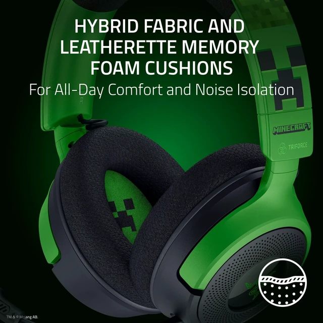 Alt view image 6 of 7 - Razer Kraken V4 X Wired USB-C & Type A Gaming Headset, Minecraft Edition | Cardioid Mic, Memory Foam Cushions, Chroma RGB Lighting, For PC, Mac, PS5, Nintendo Switch 2