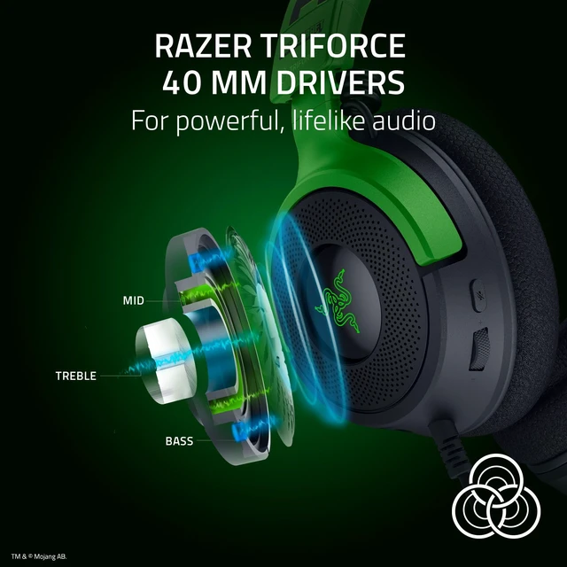 Alt view image 3 of 7 - Razer Kraken V4 X Wired USB-C & Type A Gaming Headset, Minecraft Edition | Cardioid Mic, Memory Foam Cushions, Chroma RGB Lighting, For PC, Mac, PS5, Nintendo Switch 2