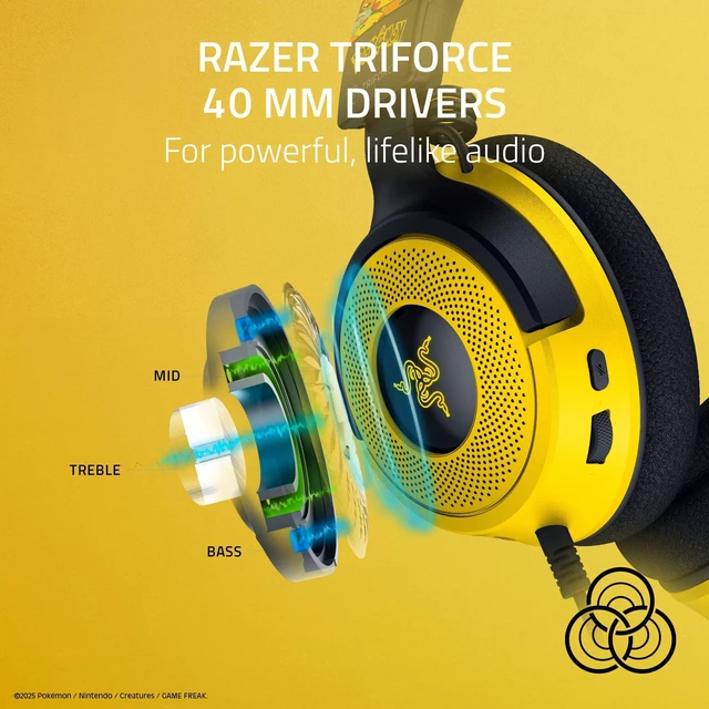 Alt view image 2 of 7 - Razer Kraken V4 X Wired USB-C & Type A Gaming Headset, Pokémon Edition | Cardioid Mic, Memory Foam Cushions, Chroma RGB Lighting, For PC, Mac, PS5, Nintendo Switch 2