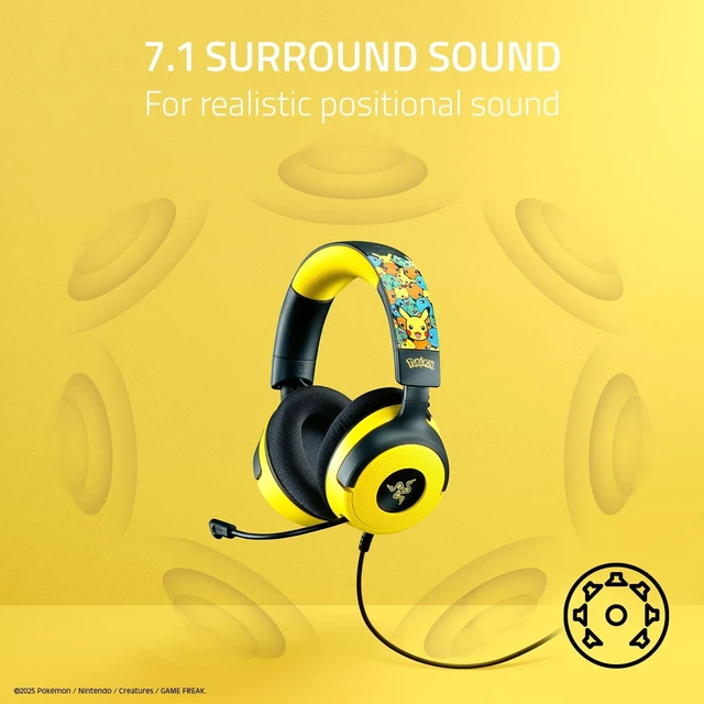 Alt view image 4 of 7 - Razer Kraken V4 X Wired USB-C & Type A Gaming Headset, Pokémon Edition | Cardioid Mic, Memory Foam Cushions, Chroma RGB Lighting, For PC, Mac, PS5, Nintendo Switch 2