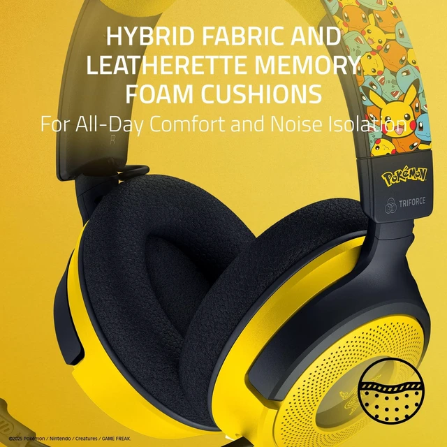 Alt view image 5 of 7 - Razer Kraken V4 X Wired USB-C & Type A Gaming Headset, Pokémon Edition | Cardioid Mic, Memory Foam Cushions, Chroma RGB Lighting, For PC, Mac, PS5, Nintendo Switch 2