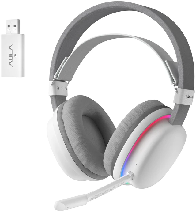Main image of AULA G7 Wireless Gaming Headset with Detachable Noise Canceling Mic, 40mm Driver, BT5.3 Gaming Headphones with RGB Light, 10ms Latency,60Hr Battery,PC Gaming Headset for PS5,PS4,PC,Wired Mode for Xbox