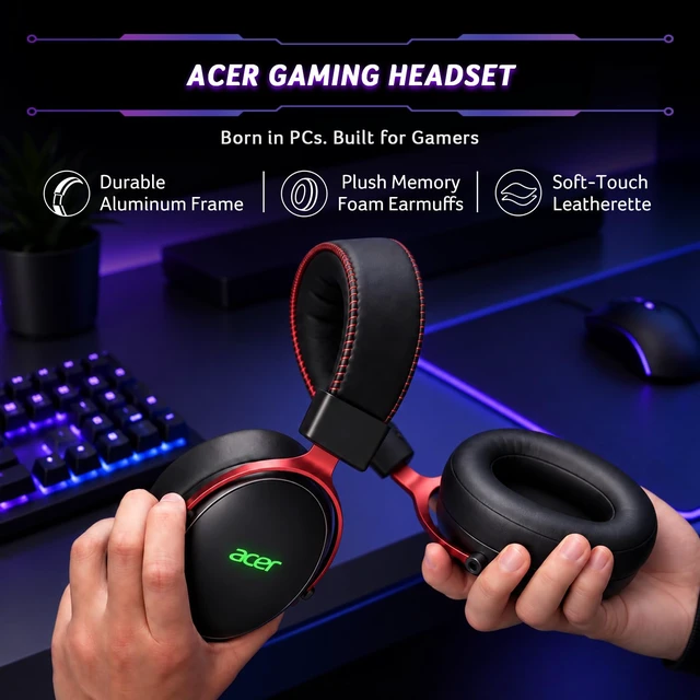 Alt view image 7 of 7 - Wireless Gaming Headset with Zero-Latency for PS5,PC,Switch-40H Batt | 2.4GHz & Bluetooth 5.4 Gaming Headphones with Adjustable Mic, 50mm Drivers for Immersive Sound, for FPS & RPG Games, Black