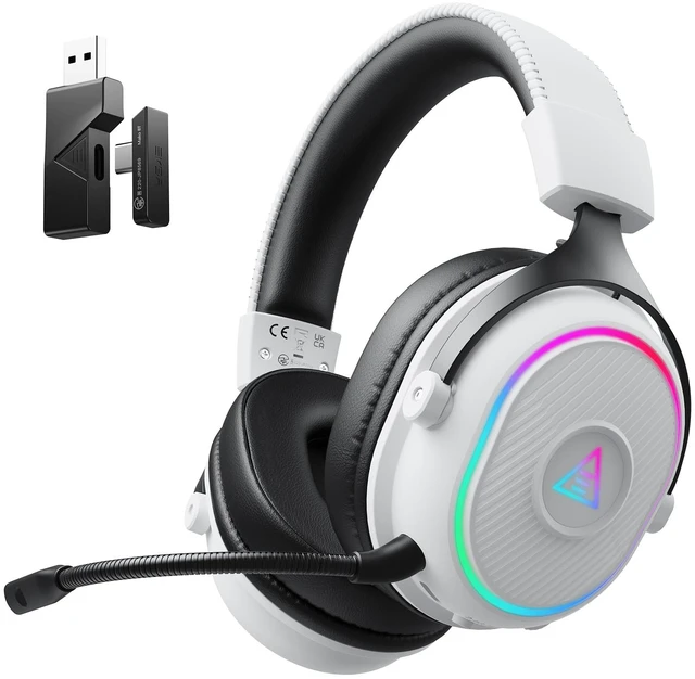 Main image of EKSA Wireless Gaming Headset with Detachable Microphone for PC,PS5,PS4 | Bluetooth Gaming Headphones with RGB, 30ms Latency, 50H Battery for Switch,Mobile,Mac,Computer, Stereo Sound Wired PC Headset