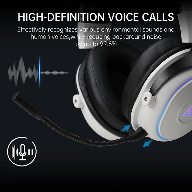 Alt view image 4 of 7 - EKSA Wireless Gaming Headset with Detachable Microphone for PC,PS5,PS4 | Bluetooth Gaming Headphones with RGB, 30ms Latency, 50H Battery for Switch,Mobile,Mac,Computer, Stereo Sound Wired PC Headset