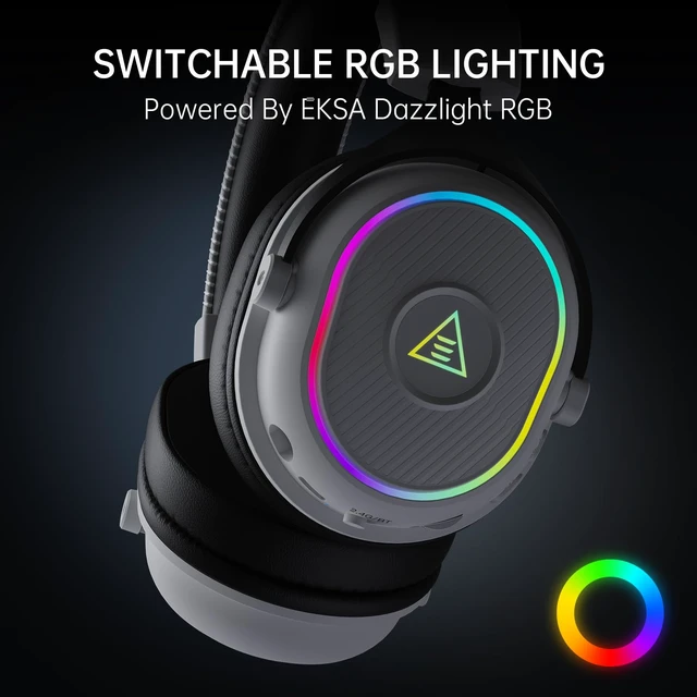 Alt view image 7 of 7 - EKSA Wireless Gaming Headset with Detachable Microphone for PC,PS5,PS4 | Bluetooth Gaming Headphones with RGB, 30ms Latency, 50H Battery for Switch,Mobile,Mac,Computer, Stereo Sound Wired PC Headset