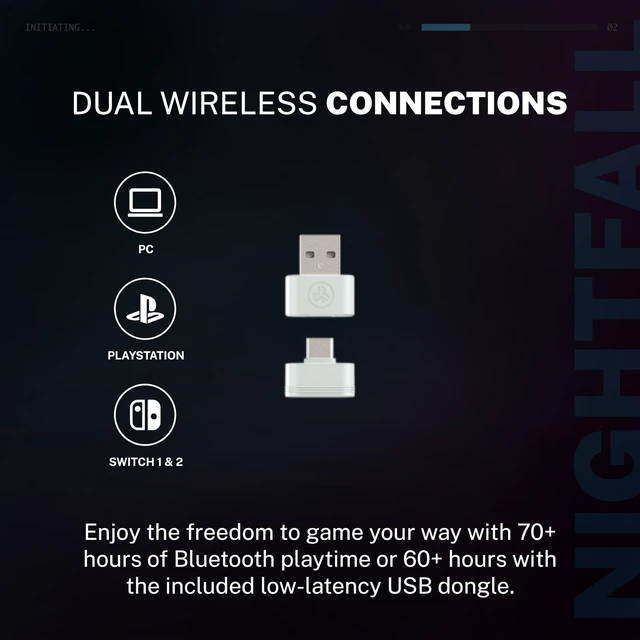 Alt view image 3 of 7 - JLab Nightfall Wireless Gaming Headset, Bluetooth 5.3, White